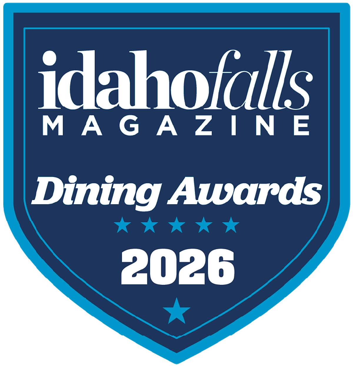 Digital official award shield emblem logo for the Idaho Falls Magazine Dining Awards 2026
